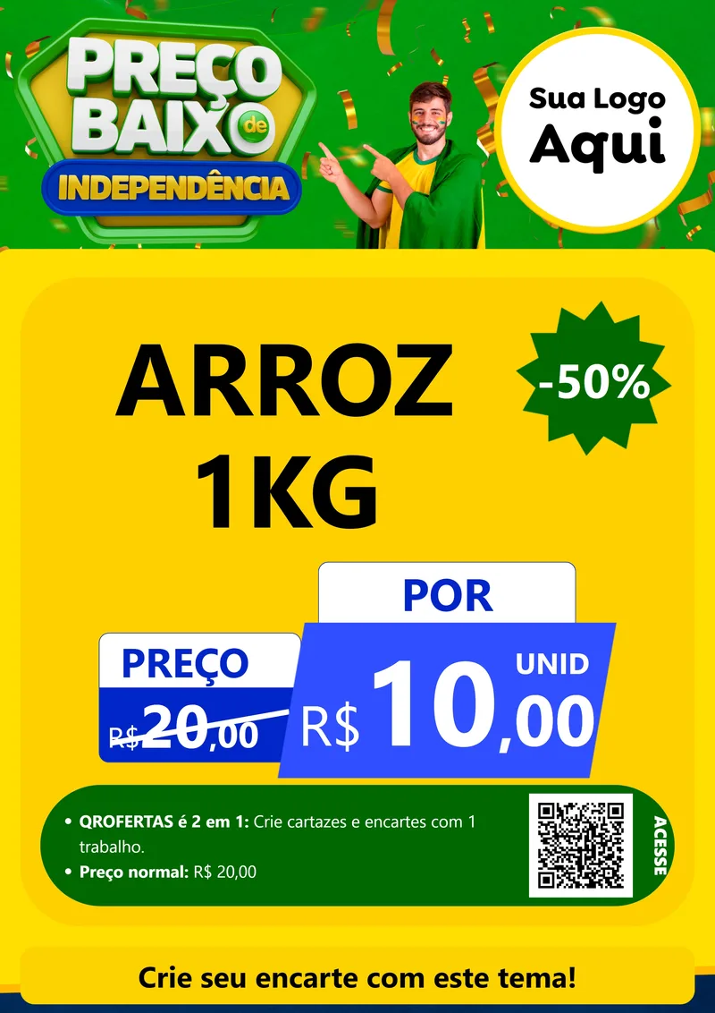 Modelo de Cartaz para Cartaz A4 Vertical com o tema Preço Baixo de Independência para Supermercado