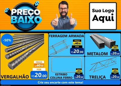 Modelo de Encarte para Encarte A4 Horizontal com o tema Preço Baixo para Ferragens