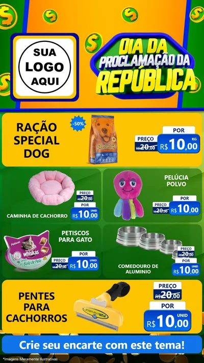 Modelo de TV para TV Vertical com o tema Dia Da Proclamação da República para Pet Shop