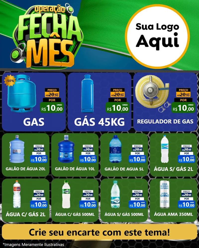 Modelo de Rede Social para Feed Instagram com o tema Operação Fecha Mês para Água e gás