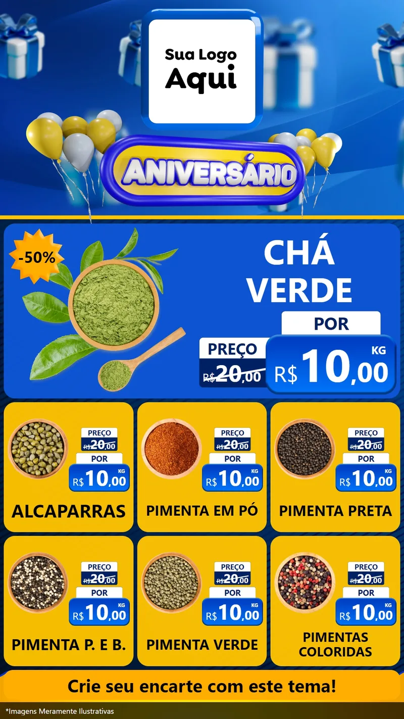 Modelo de Rede Social para Stories com o tema Aniversário para Produtos Naturais