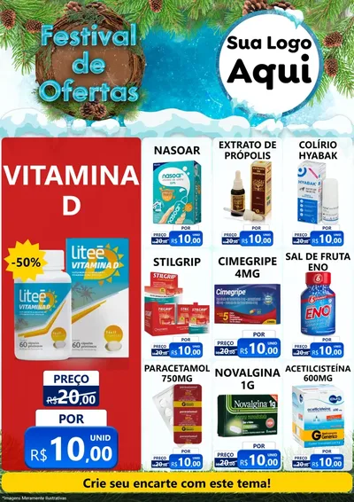 Modelo de Encarte para Encarte A4 Vertical com o tema Festival de Ofertas - Inverno para Farmácia