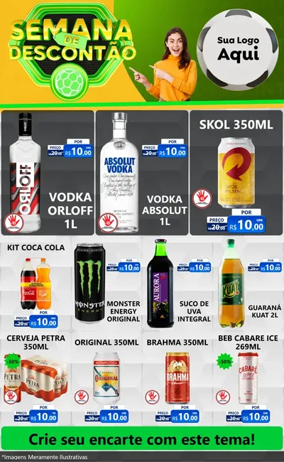 Modelo de Encarte para Encarte Grande com o tema Semana de Descontão - Copa para Distribuidora de bebidas