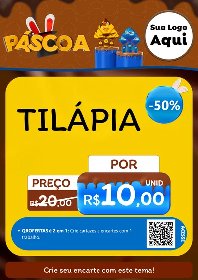 Modelo de Cartaz para Cartaz A4 Vertical com o tema Páscoa para Peixaria