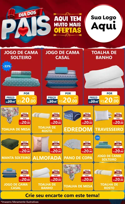 Modelo de Encarte para Encarte Grande com o tema Dia dos Pais para Cama, Mesa e Banho