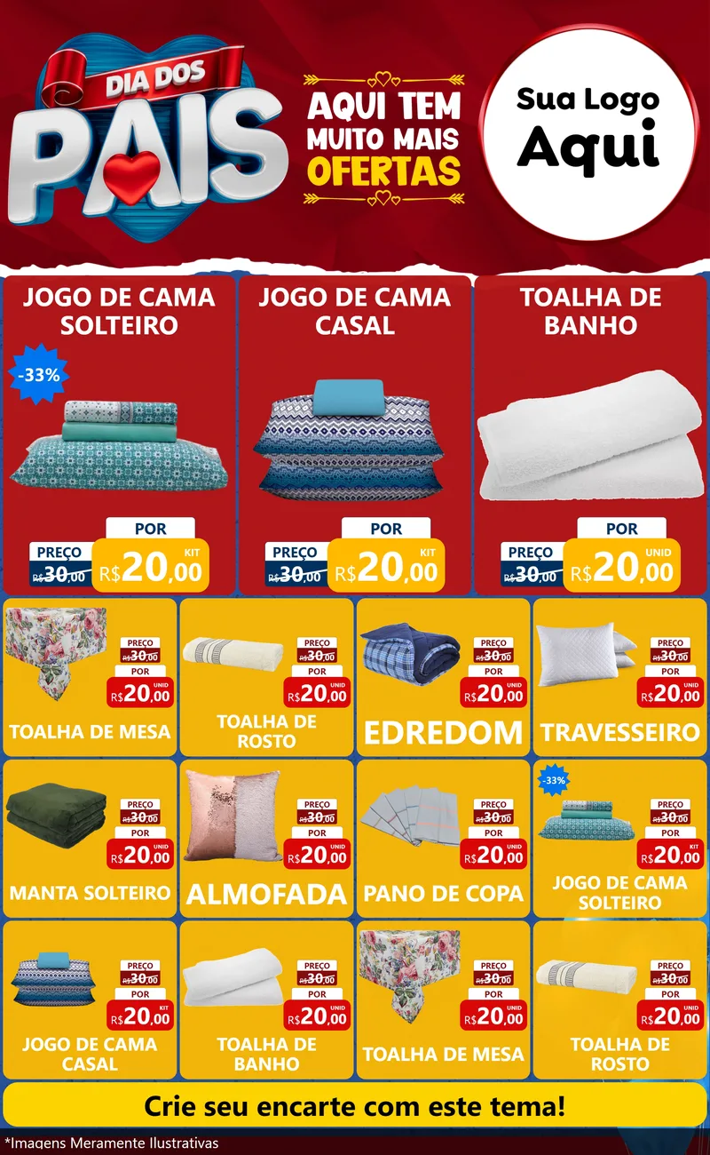 Modelo de Encarte para Encarte Grande com o tema Dia dos Pais para Cama, Mesa e Banho
