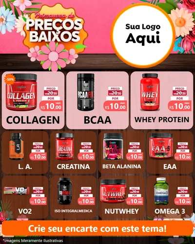 Modelo de Rede Social para Feed Instagram com o tema Primavera de Preços Baixos para Suplementos alimentares