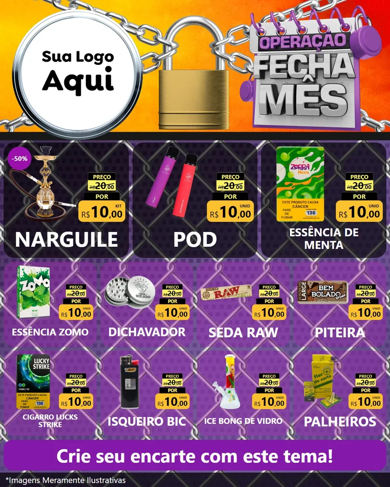 Modelo de Rede Social para Feed Instagram com o tema Operação Fecha Mês para Tabacaria