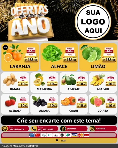 Modelo de Rede Social para Feed Instagram com o tema Ofertas de Fim de Ano para Hortifrúti