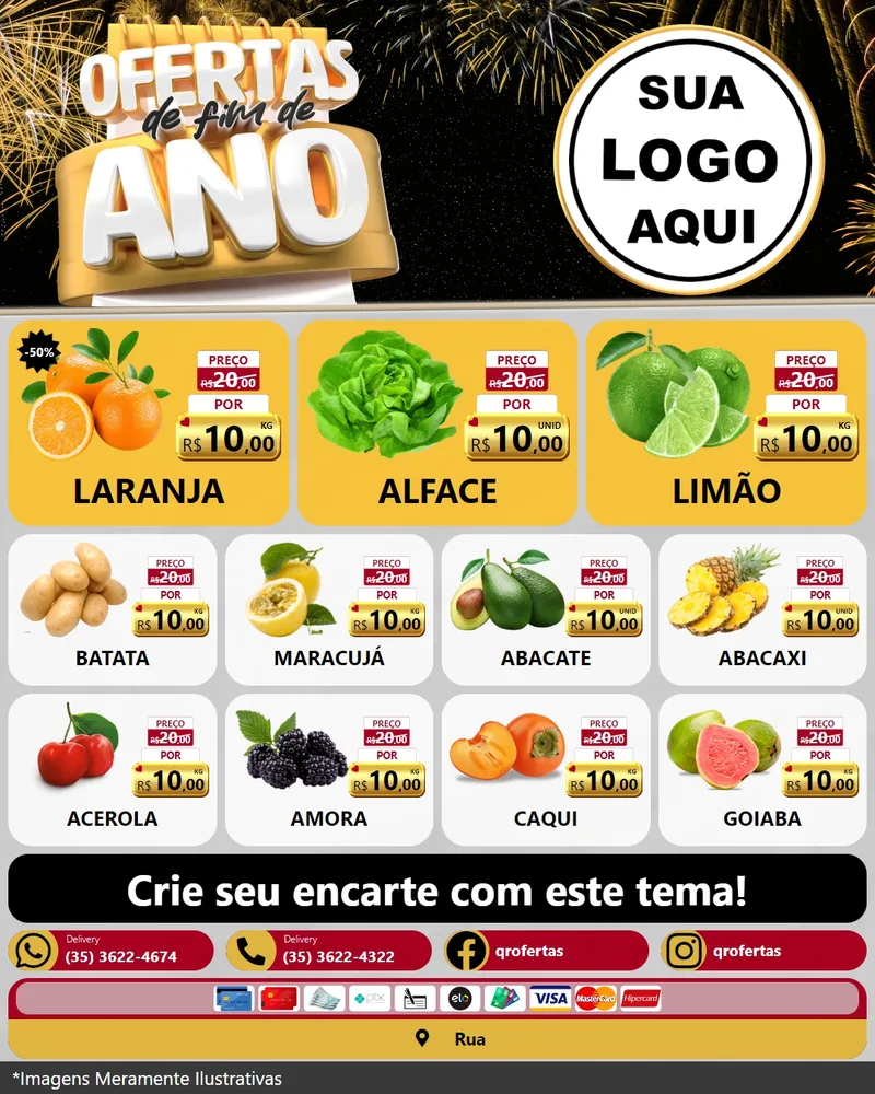 Modelo de Rede Social para Feed Instagram com o tema Ofertas de Fim de Ano para Hortifrúti
