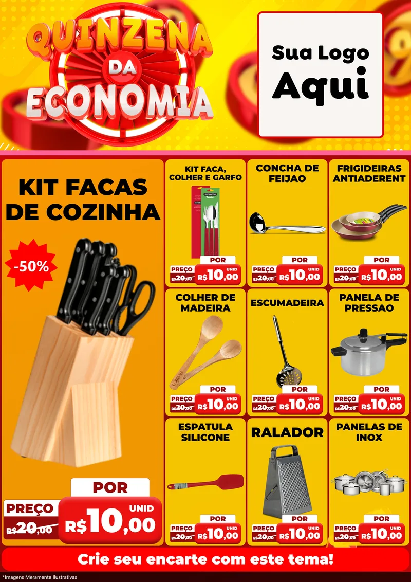Modelo de Encarte para Encarte A4 Vertical com o tema Quinzena Da Economia para Utilidades Domésticas