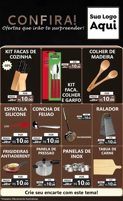 Modelo de Encarte para Encarte Grande com o tema Confira! Ofertas que irão te surpreender! para Utilidades Domésticas