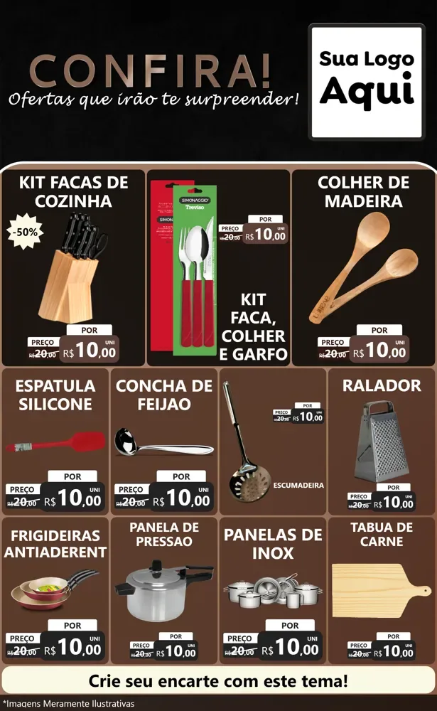 Modelo de Encarte para Encarte Grande com o tema Confira! Ofertas que irão te surpreender! para Utilidades Domésticas