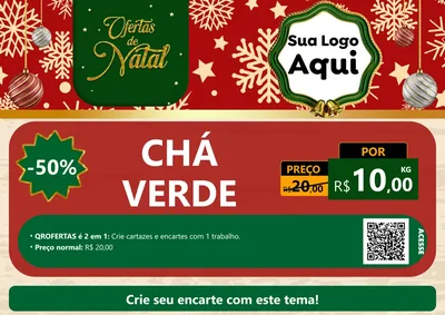 Modelo de Cartaz para Cartaz A4 Horizontal com o tema Natal de Ofertas para Produtos Naturais