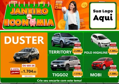 Modelo de Encarte para Encarte A4 Horizontal com o tema Janeiro da Economia para Concessionaria de Carros