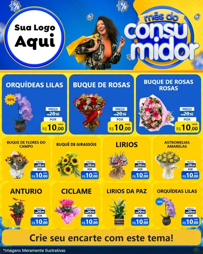 Modelo de Rede Social para Feed Instagram com o tema Mês do Consumidor para Floricultura e jardim
