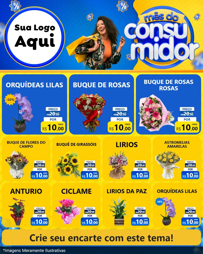 Modelo de Rede Social para Feed Instagram com o tema Mês do Consumidor para Floricultura e jardim