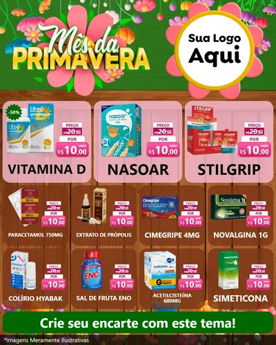 Modelo de Rede Social para Feed Instagram com o tema Mês da Primavera para Farmácia