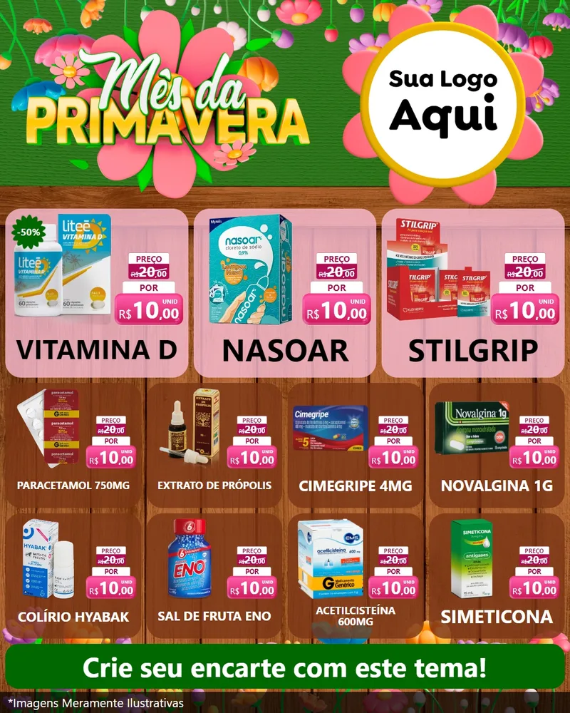 Modelo de Rede Social para Feed Instagram com o tema Mês da Primavera para Farmácia