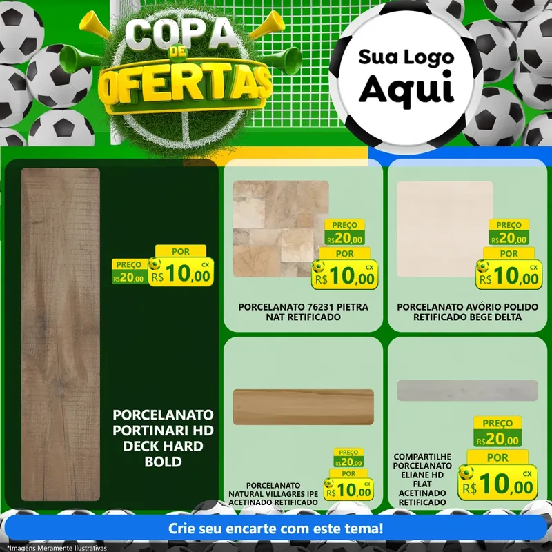 Modelo de Rede Social para Feed Facebook com o tema Copa De Ofertas para Pisos e revestimentos