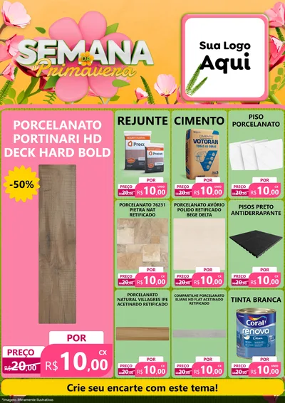 Modelo de Encarte para Encarte A4 Vertical com o tema Semana da Primavera para Pisos e revestimentos