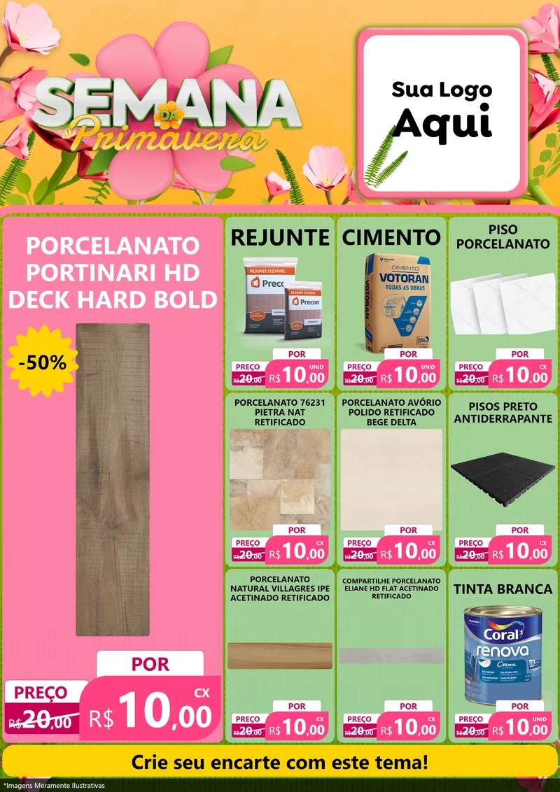 Modelo de Encarte para Encarte A4 Vertical com o tema Semana da Primavera para Pisos e revestimentos