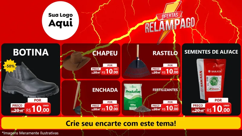 Modelo de TV para TV Horizontal com o tema Ofertas Relâmpago para Agropecuária