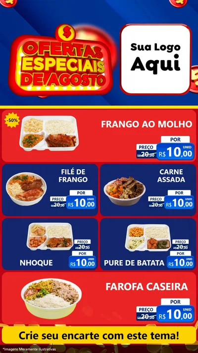 Modelo de TV para TV Vertical com o tema Ofertas Especiais de Agosto para Restaurante