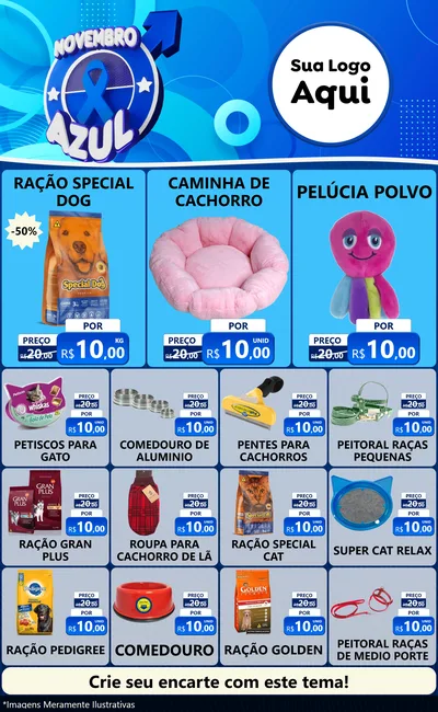Modelo de Encarte para Encarte Grande com o tema Novembro Azul para Pet Shop