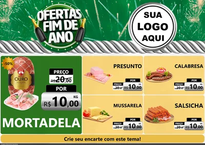Modelo de Encarte para Encarte A4 Horizontal com o tema Ofertas Fim de Ano para Frios e Laticínios