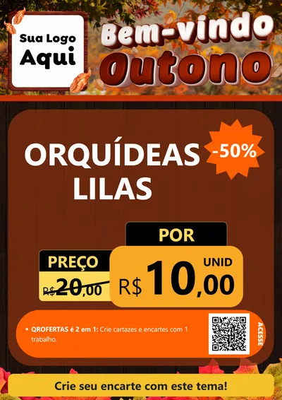 Modelo de Cartaz para Cartaz A4 Vertical com o tema Bem-vindo Outono para Floricultura e jardim