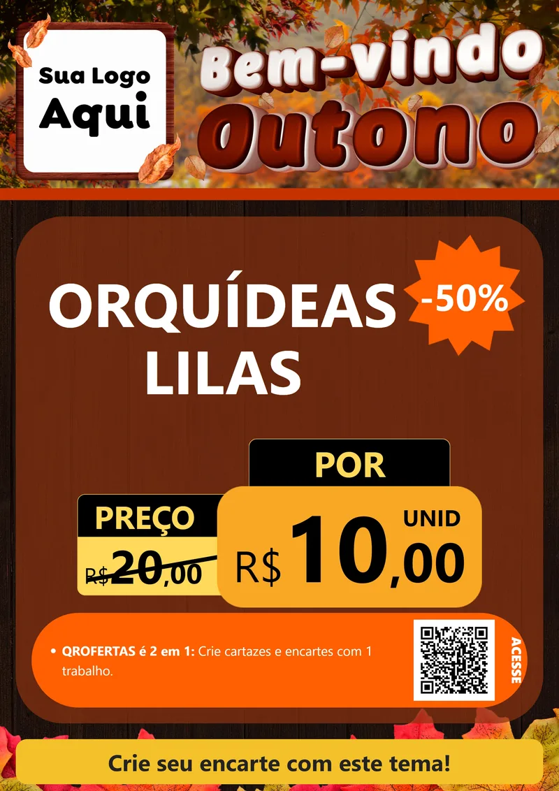 Modelo de Cartaz para Cartaz A4 Vertical com o tema Bem-vindo Outono para Floricultura e jardim