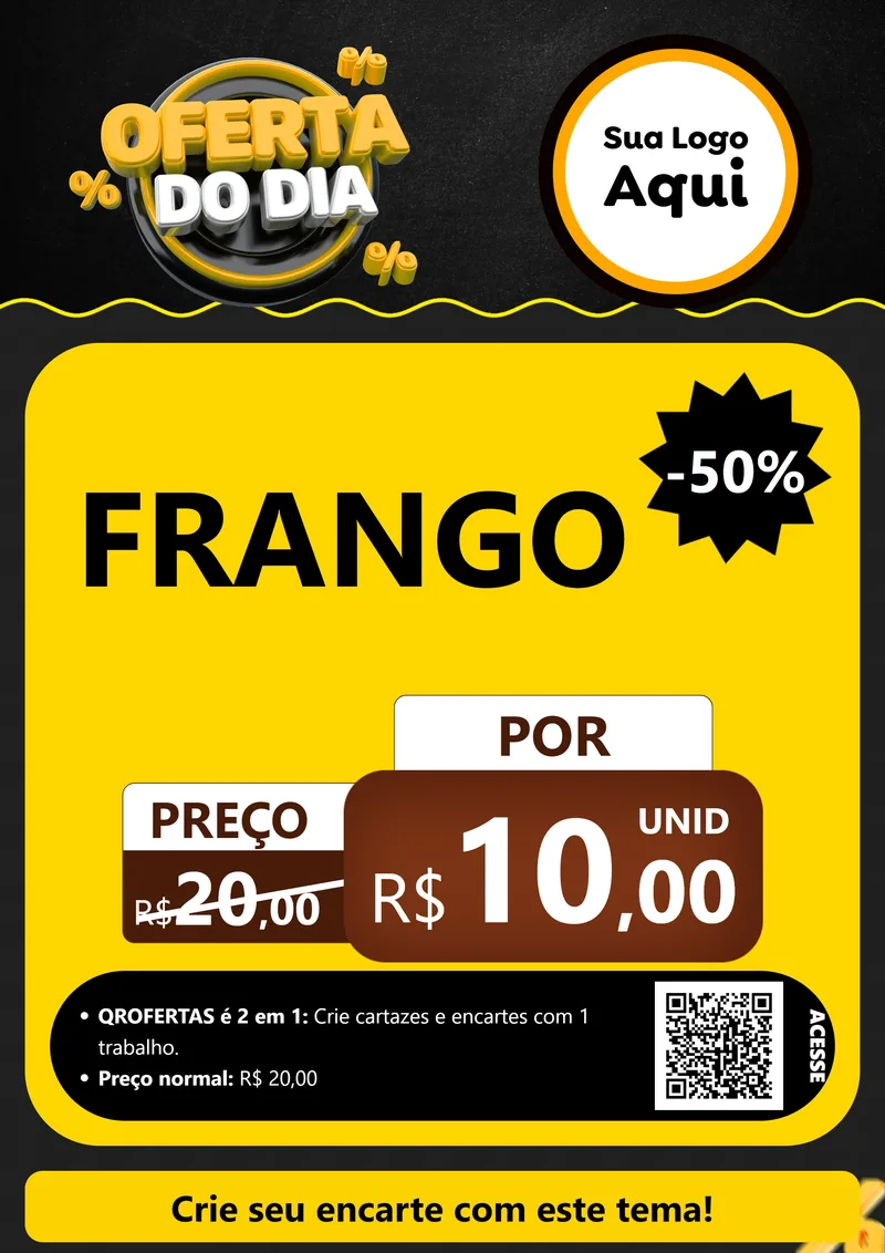 Modelo de Cartaz para Cartaz A4 Vertical com o tema Oferta Do Dia para Assados