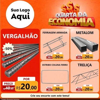 Modelo de Rede Social para Feed Facebook com o tema Quarta da Economia para Ferragens