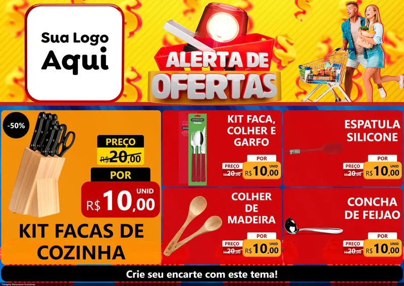 Modelo de Encarte para Encarte A4 Horizontal com o tema Alerta de Ofertas para Utilidades Domésticas