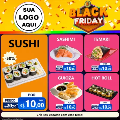 Modelo de Rede Social para Feed Facebook com o tema Black Friday para Comida japonesa