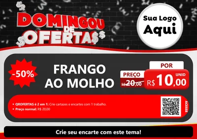 Modelo de Cartaz para Cartaz A4 Horizontal com o tema Domingou de Ofertas para Restaurante