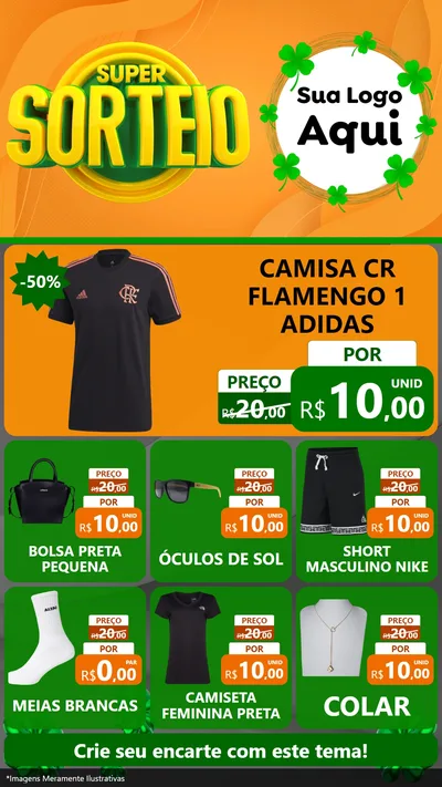Modelo de Rede Social para Stories com o tema Super Sorteio para Roupas e acessórios