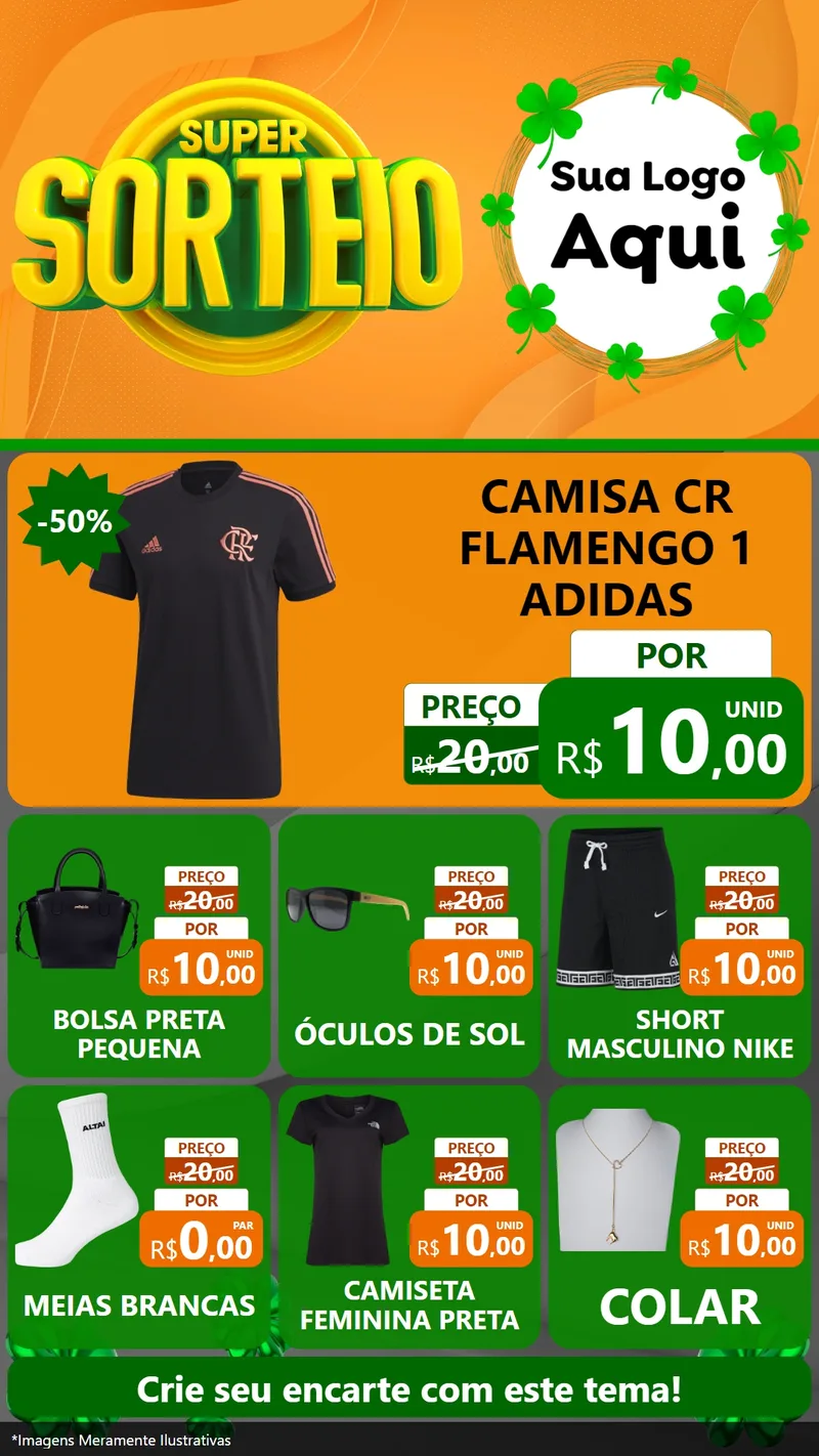 Modelo de Rede Social para Stories com o tema Super Sorteio para Roupas e acessórios