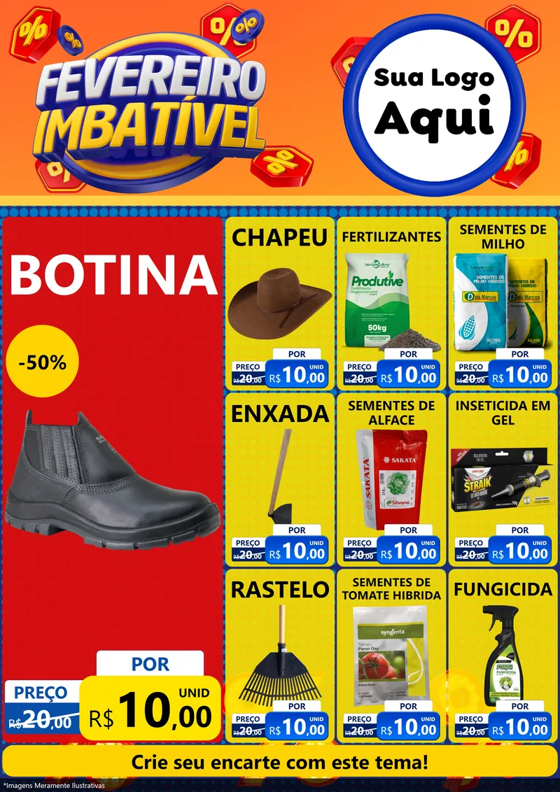 Modelo de Encarte para Encarte A4 Vertical com o tema Fevereiro Imbatível para Agropecuária