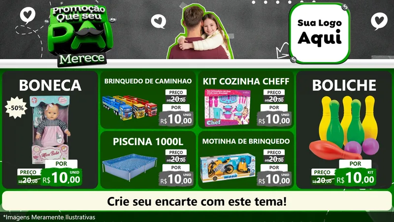 Modelo de TV para TV Horizontal com o tema Promoção Que seu Pai Merece para Brinquedos