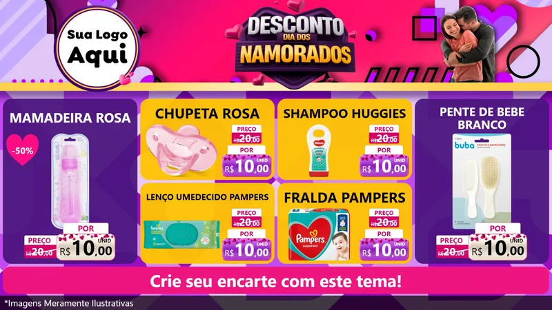 Modelo de TV para TV Horizontal com o tema Desconto Dia dos Namorados para Bebês