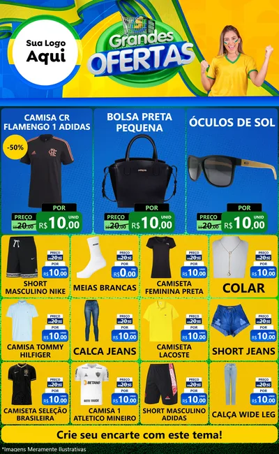 Modelo de Encarte para Encarte Grande com o tema Grandes Ofertas para Roupas e acessórios