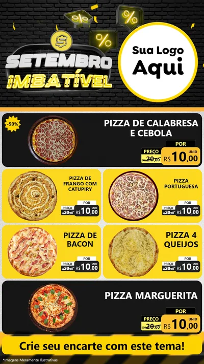 Modelo de TV para TV Vertical com o tema Setembro Imbatível para Pizzaria