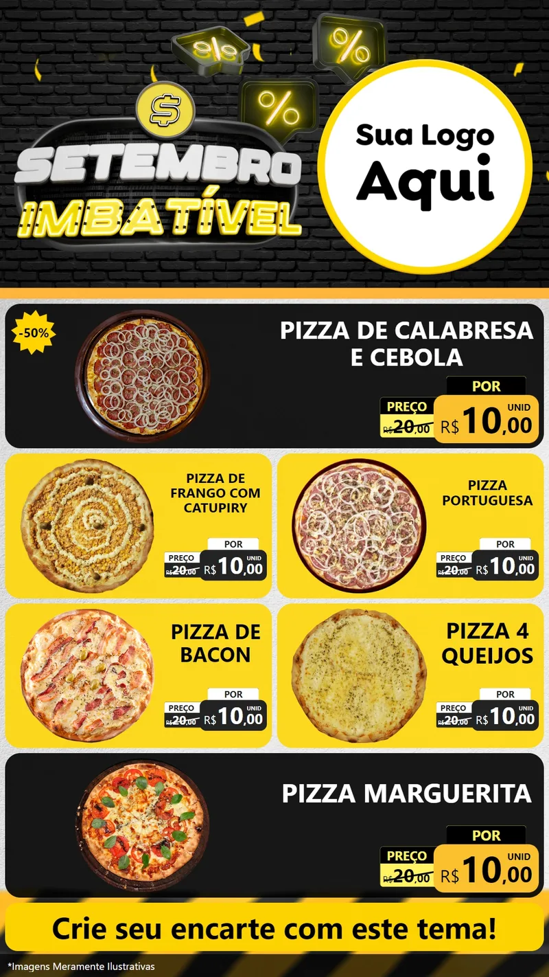Modelo de TV para TV Vertical com o tema Setembro Imbatível para Pizzaria