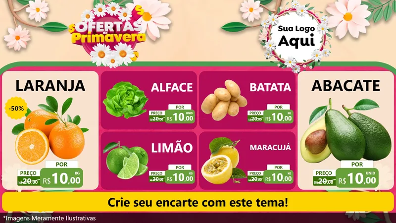 Modelo de TV para TV Horizontal com o tema Ofertas de Primavera para Hortifrúti