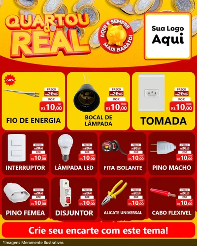 Modelo de Rede Social para Feed Instagram com o tema Quartou do Real para Materiais Elétricos