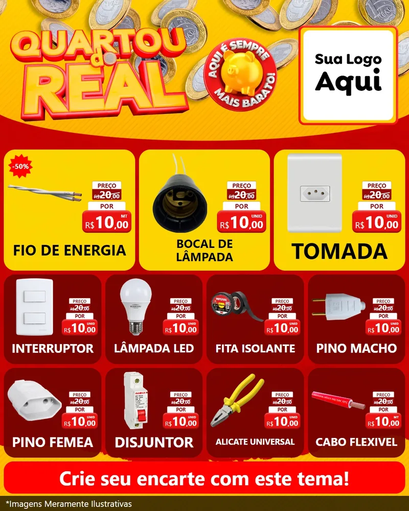 Modelo de Rede Social para Feed Instagram com o tema Quartou do Real para Materiais Elétricos