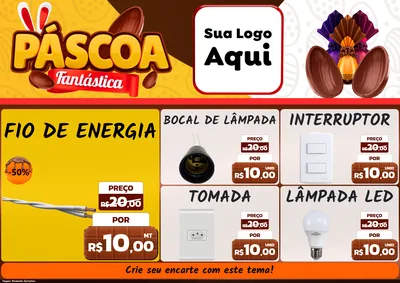 Modelo de Encarte para Encarte A4 Horizontal com o tema Páscoa Fantástica para Materiais Elétricos