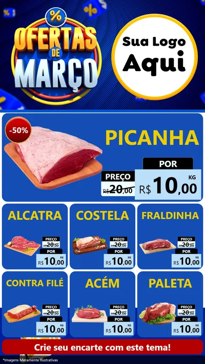 Modelo de Rede Social para Stories com o tema Ofertas de Março para Açougue